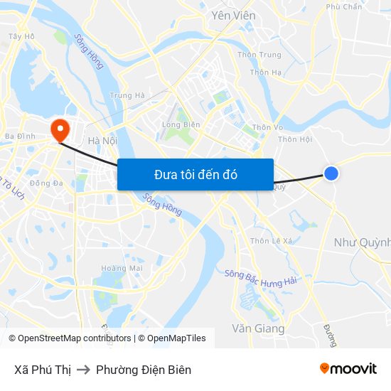 Xã Phú Thị to Phường Điện Biên map