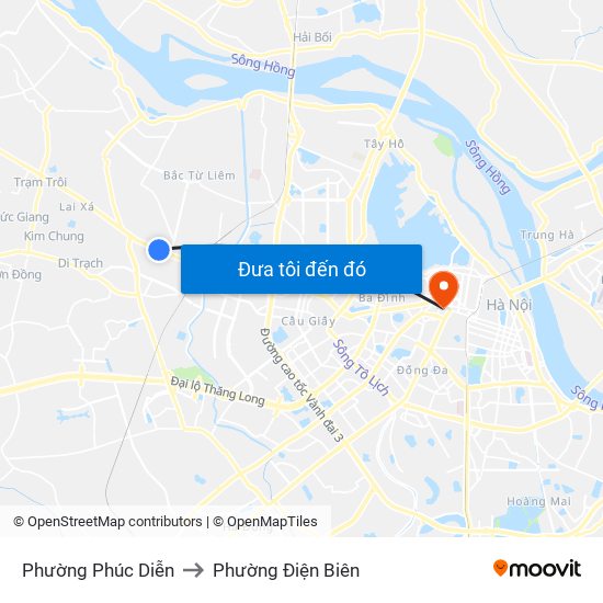 Phường Phúc Diễn to Phường Điện Biên map