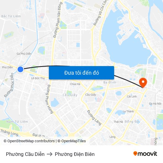 Phường Cầu Diễn to Phường Điện Biên map