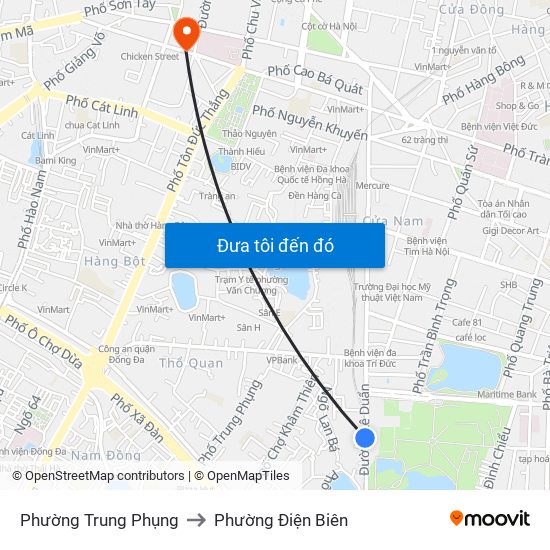 Phường Trung Phụng to Phường Điện Biên map