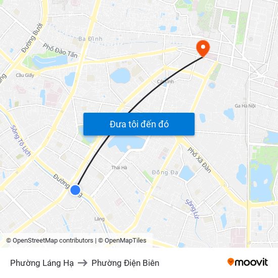 Phường Láng Hạ to Phường Điện Biên map