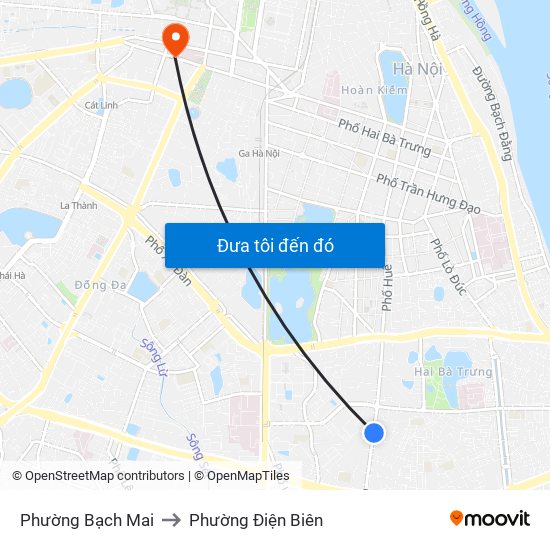 Phường Bạch Mai to Phường Điện Biên map