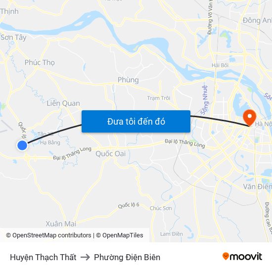 Huyện Thạch Thất to Phường Điện Biên map