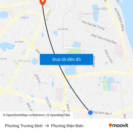 Phường Trương Định to Phường Điện Biên map