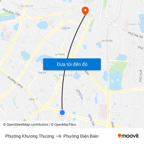 Phường Khương Thượng to Phường Điện Biên map