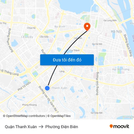 Quận Thanh Xuân to Phường Điện Biên map