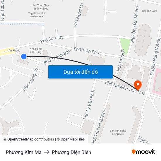 Phường Kim Mã to Phường Điện Biên map