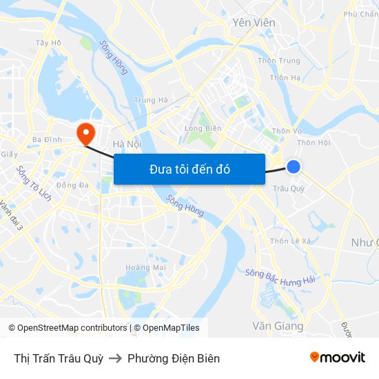 Thị Trấn Trâu Quỳ to Phường Điện Biên map