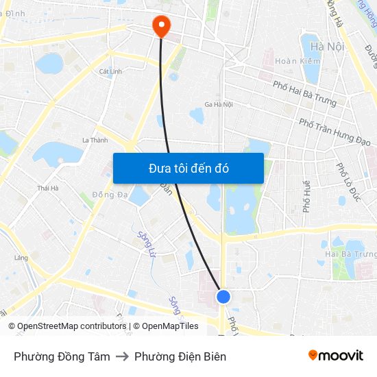 Phường Đồng Tâm to Phường Điện Biên map