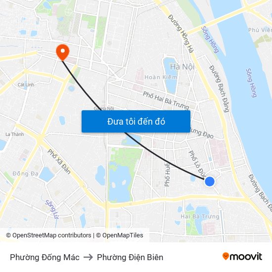 Phường Đống Mác to Phường Điện Biên map