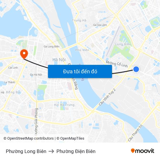 Phường Long Biên to Phường Điện Biên map