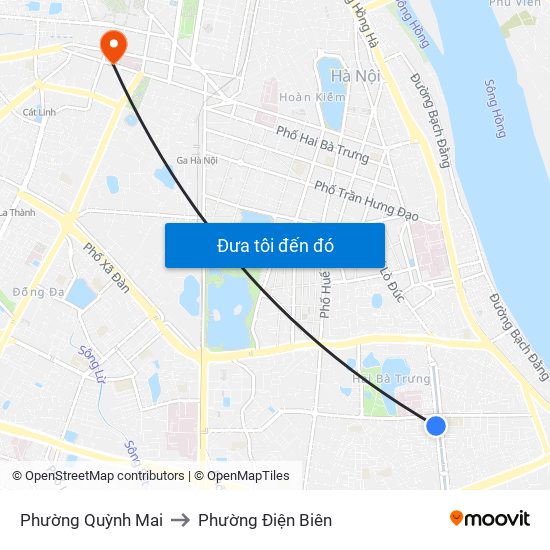 Phường Quỳnh Mai to Phường Điện Biên map