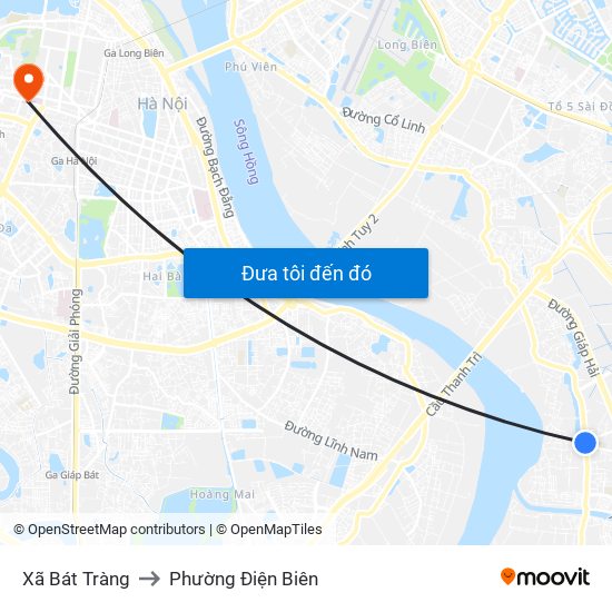 Xã Bát Tràng to Phường Điện Biên map