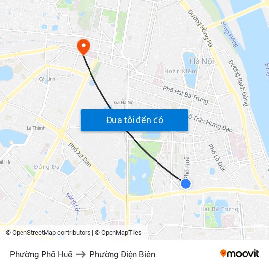 Phường Phố Huế to Phường Điện Biên map