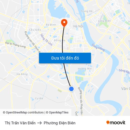 Thị Trấn Văn Điển to Phường Điện Biên map