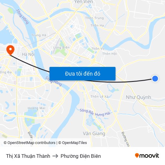 Thị Xã Thuận Thành to Phường Điện Biên map