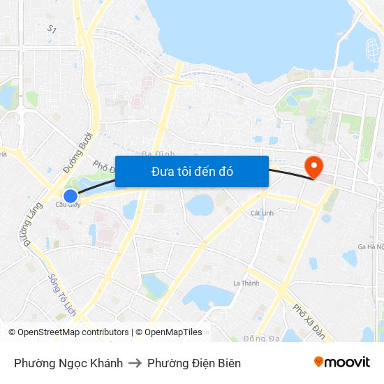 Phường Ngọc Khánh to Phường Điện Biên map