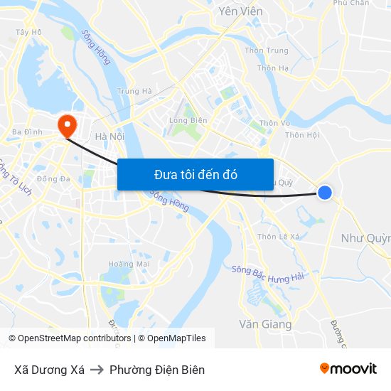 Xã Dương Xá to Phường Điện Biên map