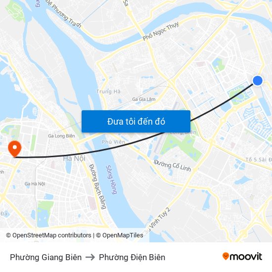 Phường Giang Biên to Phường Điện Biên map