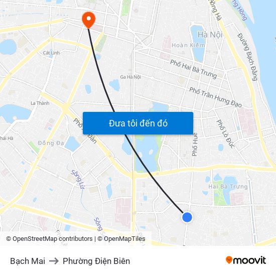 Bạch Mai to Phường Điện Biên map