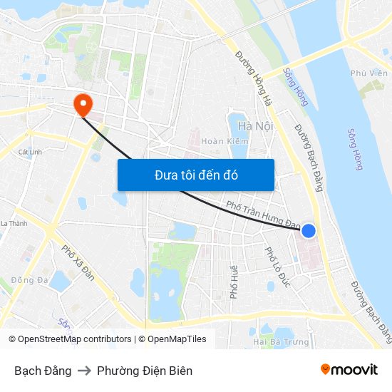 Bạch Đằng to Phường Điện Biên map