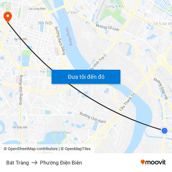 Bát Tràng to Phường Điện Biên map