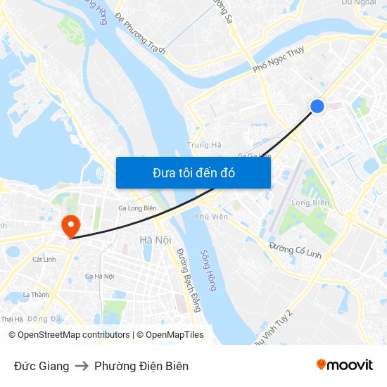 Đức Giang to Phường Điện Biên map