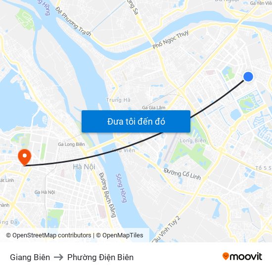 Giang Biên to Phường Điện Biên map