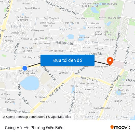 Giảng Võ to Phường Điện Biên map