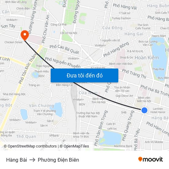 Hàng Bài to Phường Điện Biên map