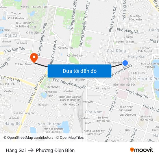 Hàng Gai to Phường Điện Biên map