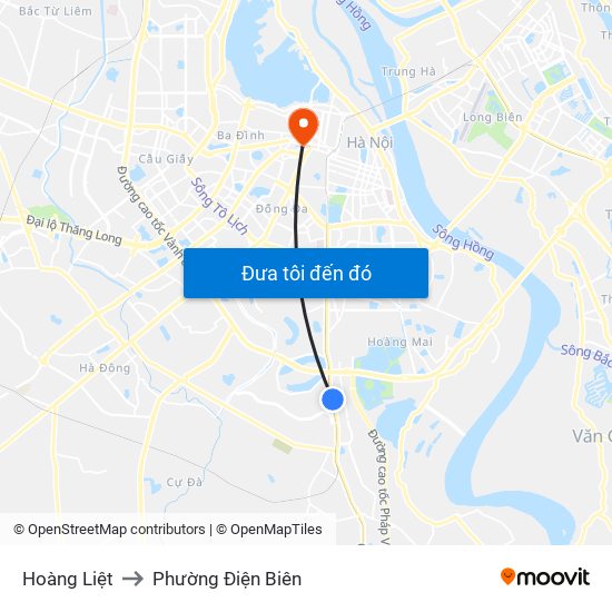 Hoàng Liệt to Phường Điện Biên map