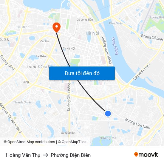 Hoàng Văn Thụ to Phường Điện Biên map