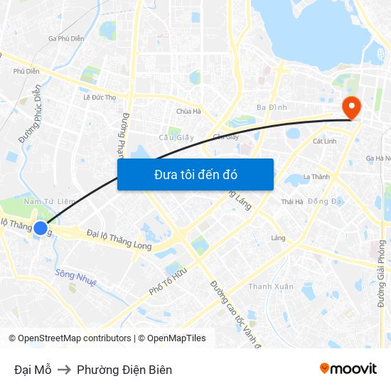 Đại Mỗ to Phường Điện Biên map