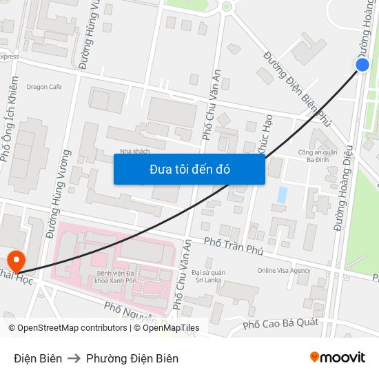 Điện Biên to Phường Điện Biên map