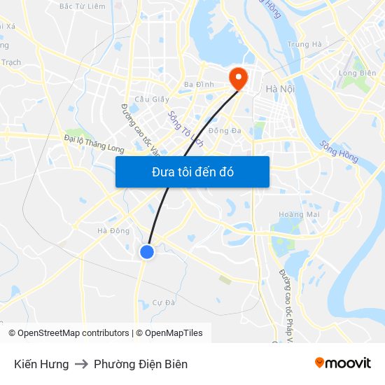 Kiến Hưng to Phường Điện Biên map
