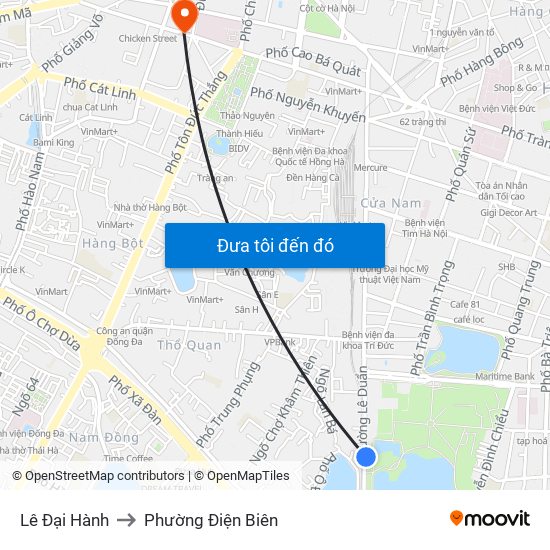 Lê Đại Hành to Phường Điện Biên map