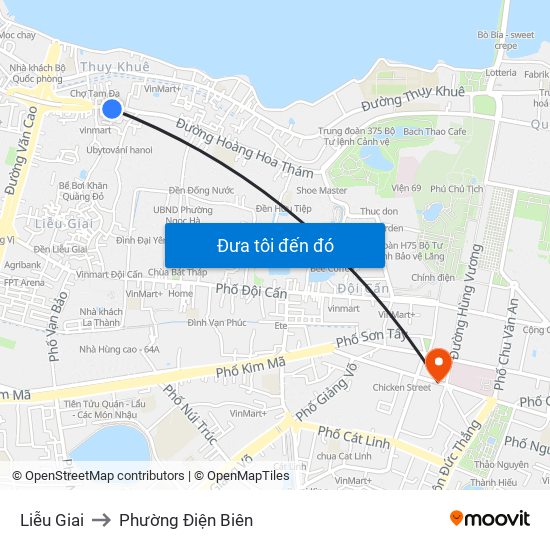 Liễu Giai to Phường Điện Biên map