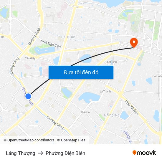 Láng Thượng to Phường Điện Biên map