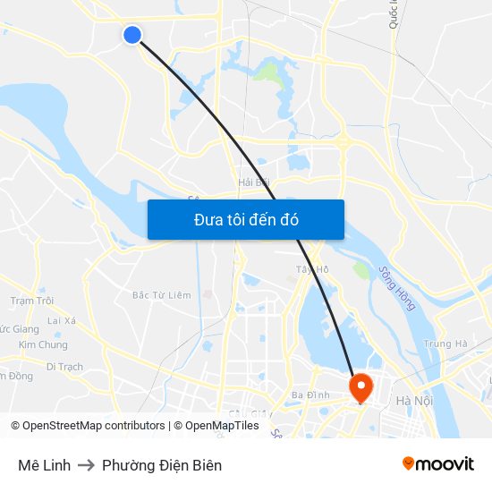 Mê Linh to Phường Điện Biên map