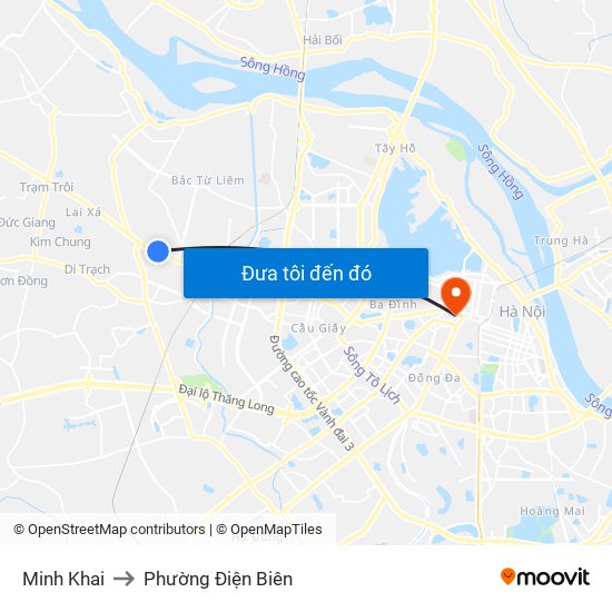 Minh Khai to Phường Điện Biên map