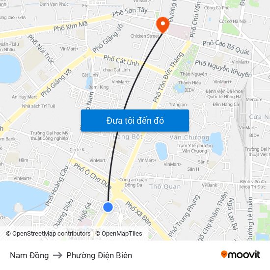 Nam Đồng to Phường Điện Biên map