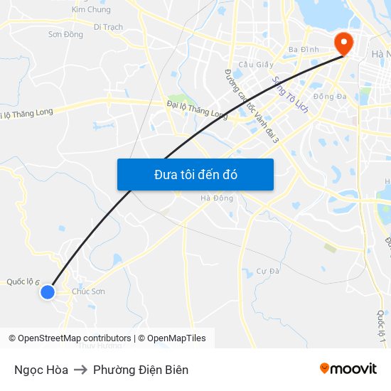 Ngọc Hòa to Phường Điện Biên map