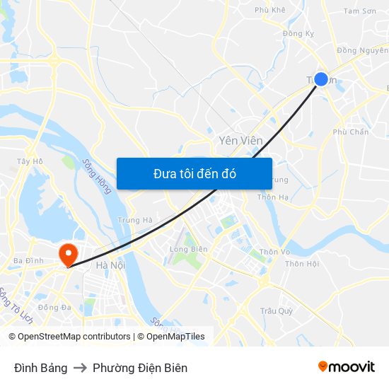 Đình Bảng to Phường Điện Biên map