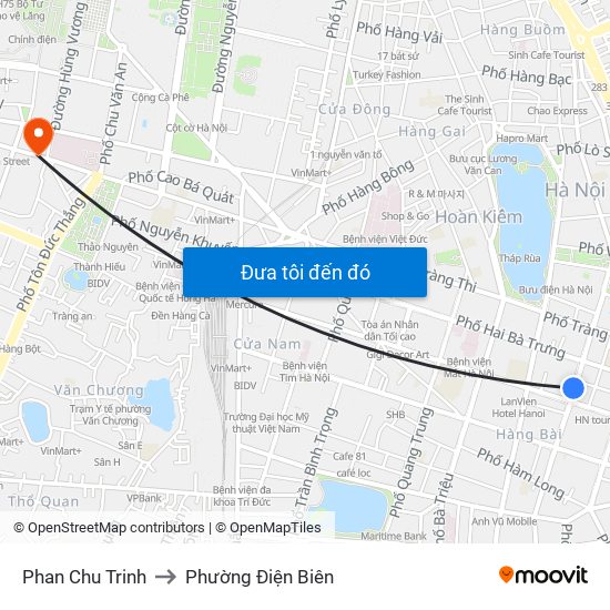 Phan Chu Trinh to Phường Điện Biên map