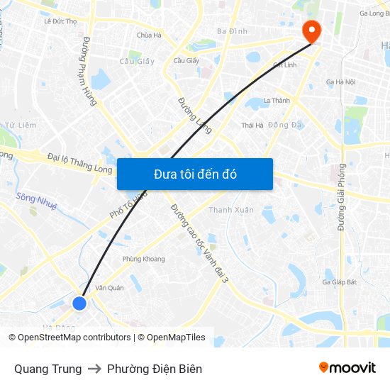 Quang Trung to Phường Điện Biên map