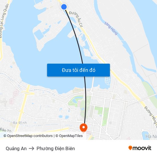 Quảng An to Phường Điện Biên map