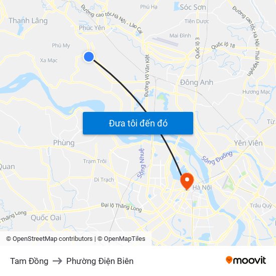 Tam Đồng to Phường Điện Biên map