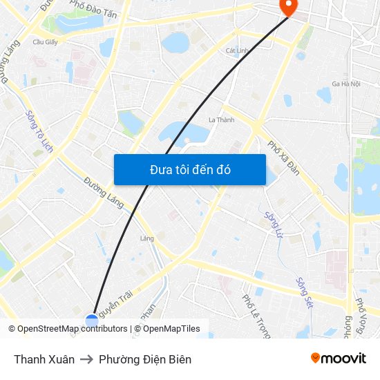 Thanh Xuân to Phường Điện Biên map