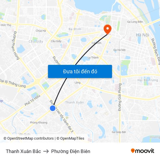 Thanh Xuân Bắc to Phường Điện Biên map